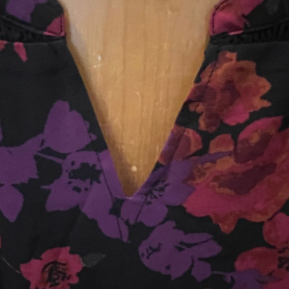 Belle Kim Gravel size long short sleeve top/blouse black red pink v-neck - Picture 4 of 9